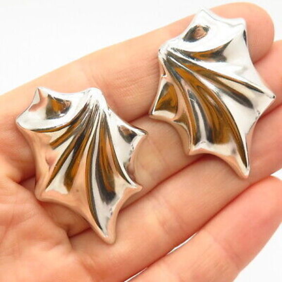 925 Sterling Silver Vintage Wrinkled Design Earrings